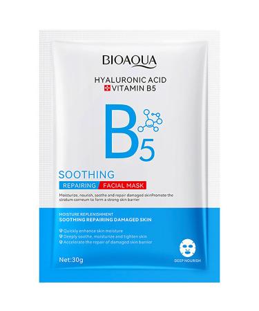 BIOAQUA Hyaluronic Acid Vitamin B5 Soothing Repairing Facial Mask Moisturizing Nourish Repair Face Skin Replanishment 30g x 5pcs