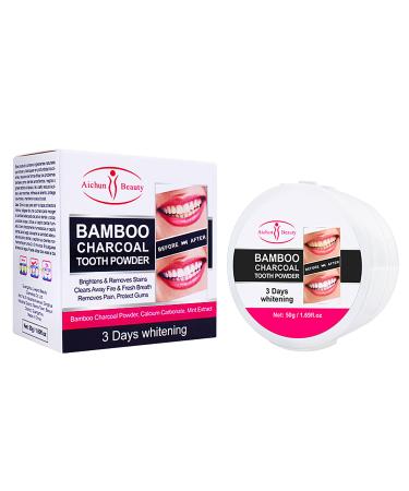 AICHUN BEAUTY Bamboo Charcoal Tooth Powder 3 Days Whitening Fresh Breath Mint Extract Removes Stains 50g/1.69fl.oz