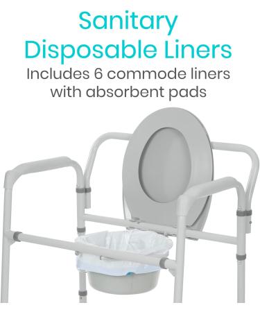 Vive Commode Liners with Absorbent Pads (6 Pack) - Disposable Porta Potty Bags for Bariatric Folding Buckets - Leakproof Bedside Chair Replacement - Buy Online on GoSupps.com