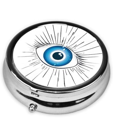 Buy Evil Eye Round Pill Box 3 Compartment Portable Travel Organizer for Vitamins & Tablets | Mini Decorative Pocket Purse - Buy Online on GoSupps.com