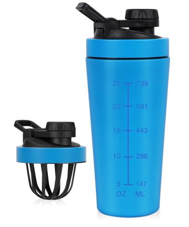 ROCKY&CHAO Stainless Steel Protein Shaker 900 ML Metal Protein Mixer With Mix Ball Fitness Shaker Bottle for Men and Women (Blue) 900ml | Blue Shaker Bottle