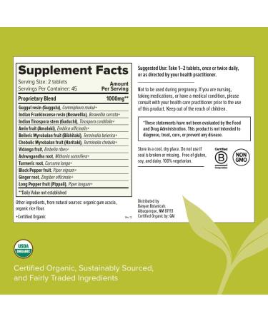 Banyan Botanicals Joint Support - USDA Organic - 90 Tablets - Buy Online on GoSupps.com