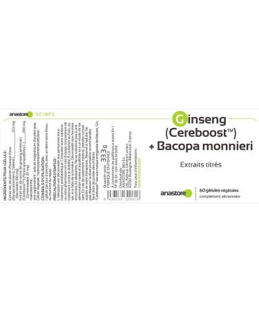 Ginseng Cereboost & Bacopa Monnieri Capsules | Enhance Memory Concentration & Cognitive Performance | 423 mg | International Shipping Available - Buy Online on GoSupps.com
