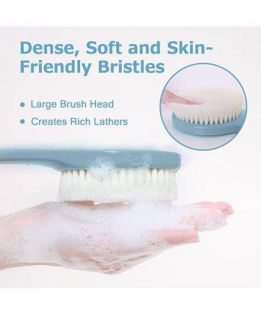 Long Handle Body Brush Back Scrubber for Exfoliation - Turquoise Nylon - Buy Online on GoSupps.com