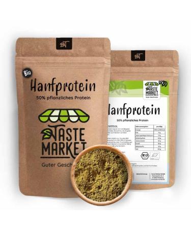 1 kg ORGANIC hemp protein powder | vegan protein powder | 50% vegetable protein | no additives | gluten-free | Taste Market Hemp 1 kg