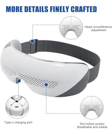 MEKK Eye Massager with Heat & Vibration | Rechargeable Eye Mask for Eye Fatigue & Dark Circles - International Shipping Available - Buy Online on GoSupps.com