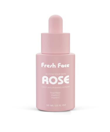 Face Fresh Vitamin C and E Face Serum with Rose Water Hyaluronic Acid Collagen and Aloe Vera 1oz/30ml pH Balancing Hydrating Serum for Bright Moisturize Acne Prone and UV Protected Healthy Skin