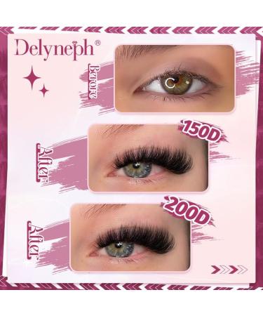 Fluffy Lash Clusters Kit - 150D & 200D Thick Volume Extensions | 14-20mm Wispy Individual Lashes | Includes Bond Seal Remover & Tweezers by Delyneph - Buy Online on GoSupps.com