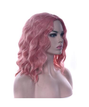 Short Curly Wave Light Pink Bob Wig for Women | Fouriding Halloween Cosplay Party Anime Costume - Buy Online on GoSupps.com