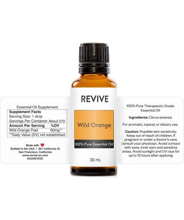 Wild Orange Essential Oil 30mL - 100% Pure Therapeutic Grade | Aromatherapy Diffuser Massage & Skin Care | Revive Essential Oils - Buy Online on GoSupps.com