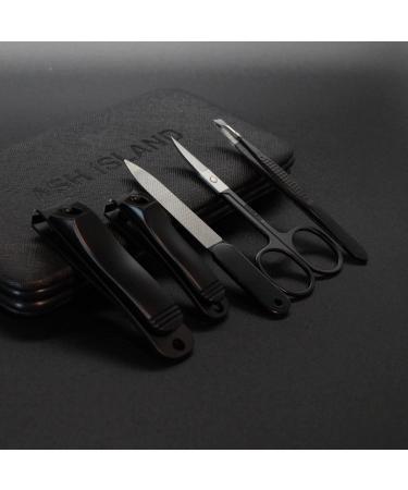 ASH ISLAND Black Stainless Nail Clippers Set - 12 in 1 Manicure Pedicure Kit for Men and Women with Luxury Nail File and Scissors - Portable Travel Case Included - Buy Online on GoSupps.com
