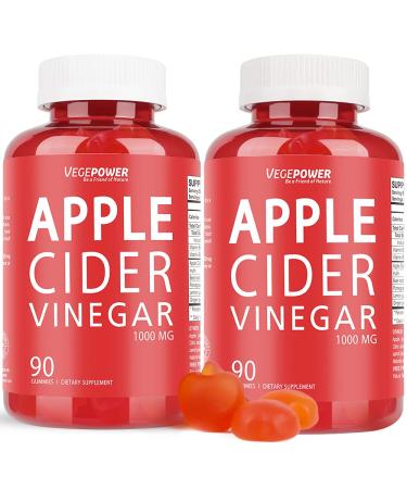 Vegepower Apple Cider Vinegar Gummies with The Mother - 90 Days Supply, Highest Potency 1000 Mg Acv Vitamin Gummy for Weight Control, Boost Metabolism, Immune System w/ Beet Root, Lemon, Pomegranate 180