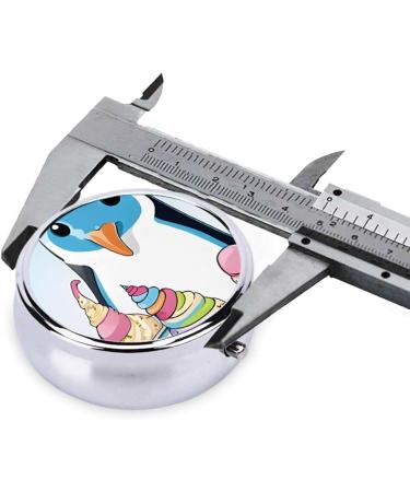 Penguins Printed Mini Round Pill Box | 3 Compartment Travel Pill Organizer for Home & Office - Buy Online on GoSupps.com
