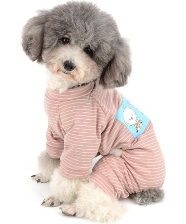 Ranphy Cotton Dog Pajamas for Small Dogs | Cute 4-Legged Puppy Hoodie & Jumpsuit | Cartoon Print Pet Overall | Size L (30cm Back 42cm Chest) - Pink - Buy Online on GoSupps.com