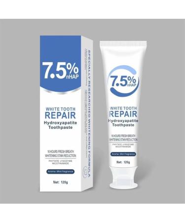 7.5% Nano Hydroxyapatite Toothpaste White Tooth Repair Fluoride-Free with Phytate Lysozyme Nicotinamide Mint Fragrance 120g 3 Pack