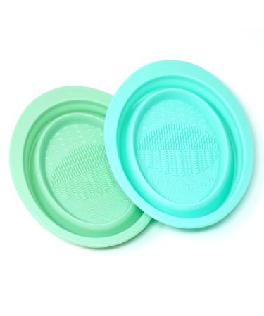 yueton 2PCS Makeup Brush Cleaning Folding Bowl Facial Mask Bowl Silicone Beauty Tool Cleaning Pad Facial Mask Washing Bowl for Makeup Brush Beauty Egg Cleaning Tools