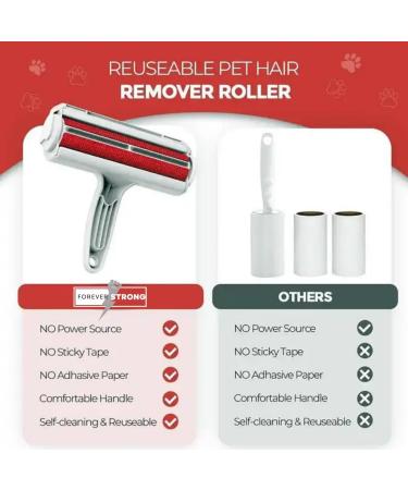 Pet Hair Remover & Reusable Lint Roller - Effective Cat & Dog Fur Removal Tool for Furniture Carpet Clothing | Portable Multi-Surface Solution (Red - Buy Online on GoSupps.com