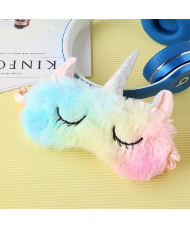 2 Pack Cute Animal Unicorn Sleep Mask for Girls - Soft Plush Blindfold for Women & Girls - Ideal for Travel, Nap, Night Sleeping - Unicorn Horn Design - Buy Online on GoSupps.com