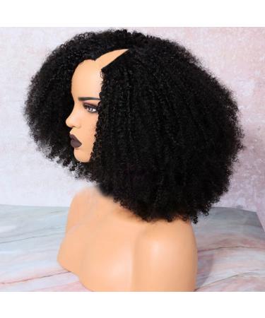Afro Kinky Curly Wig V Part Wig Human Hair 16 Inch Minimal Leave Out 150% Density Upgrade U Part Human Hair Wig For Black Women V Shape Clip In Human Hair Thin Part Wig 16 Inch v part wig v part kinky curly wig