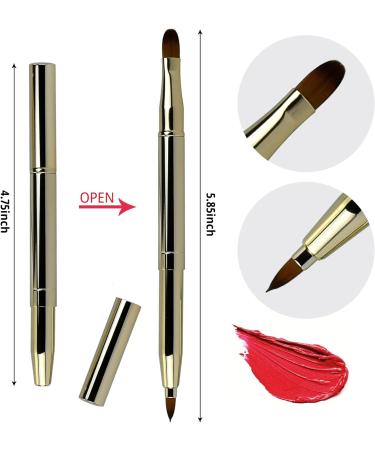Retractable Dual End Lip Brush with Cap - Portable Makeup Brush for Lip Contours and Concealer - Perfect Christmas Gift (Silver) - Buy Online on GoSupps.com