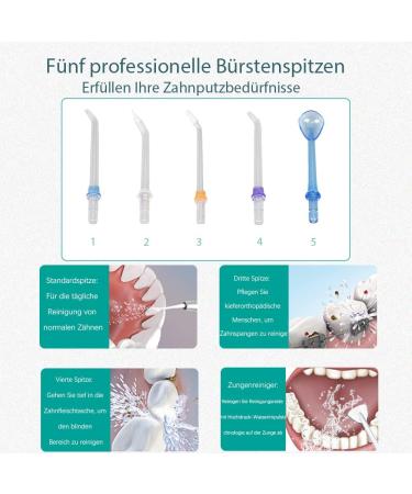 Uniquors Wireless Electric Mouth Shower - 5 Modes 5 Nozzles IPX7 Waterproof USB Charging - Tooth Cleaning & Interdental Care (Blue/White) - Buy Online on GoSupps.com