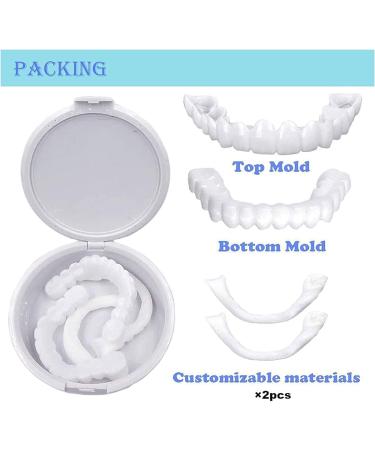 icehao Upper & Lower Teeth Veneers - Simulation Braces Snap On Smile Tooth Cover for Perfect Whitening - One Size Fits Most Comfortable Denture - 2pcs Set - Buy Online on GoSupps.com