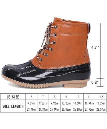 Chenghe Women's Winter Duck Boots - Waterproof Lace Up Two Tone Rain Boots - Fur Lined - Black - Buy Online on GoSupps.com