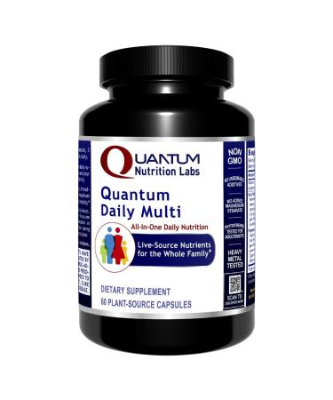 Quantum Daily Multi - All-in-One Daily Multivitamin for The Whole Family - Live-Source Multi-Nutrients - with Calcium Milk Thistle Green Tea Extract Kale and More - 60 Vegetarian Capsules