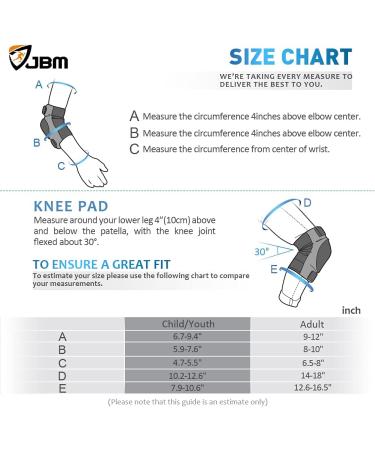 JBM Black Adult/Child 3 in 1 Protective Gear Set for Multi Sports - Knee Pads, Elbow Pads, Wrist Guards | Skateboarding, Roller Skating, Cycling, BMX | Adjustable Fit - Buy Online on GoSupps.com
