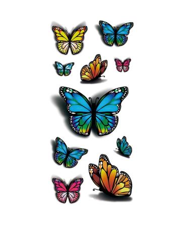 TAFLY 3D Colorful Butterfly Body Art Temporary Tattoos Waterproof Sticker 5 Sheets