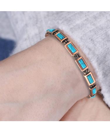 Yinox Magnetic Therapy Copper Bracelet for Women | Arthritis & Wrist Pain Relief | Stylish Turkish Turquoise Design (3500 Gauss) - Buy Online on GoSupps.com