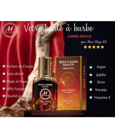 MASSALIYA Beard Oil - Premium French Argan & Jojoba Oil for Hair & Skin Care | Alcohol-Free Moisturizer & Protector - Unique AMBRE ROUGE Scent - Buy Online on GoSupps.com
