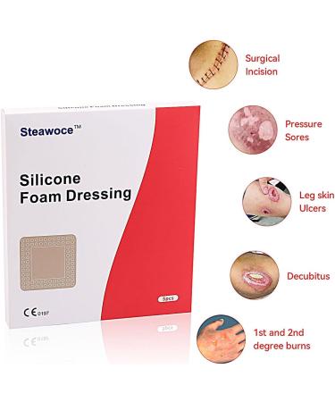 Silicone Foam Wound Dressing 6x6 | Self-Adhesive Big Bandage & Hydrocolloid Patches | 5 Pack for Optimal Wound Care - Buy Online on GoSupps.com