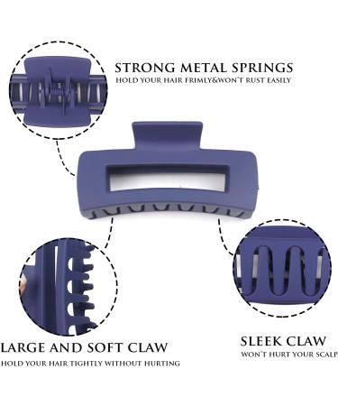 Matte Rectangle Hair Claw Clips - Strong Hold Jumbo Hair Styling Accessories for Women - Non-Slip Catch - 6 Colors (C Set-3) - Buy Online on GoSupps.com
