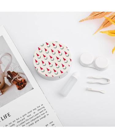 Gnome Pattern Round Case For Contact Lens Kit Storage Box with Mirror Printed - Buy Online on GoSupps.com