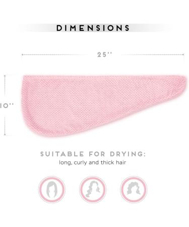 KURL & KO Microfiber Hair Towel Wrap for Women | Anti-Frizz Quick Drying Hair Turban | Lightweight & Absorbent Pink Hair Wrap - Buy Online on GoSupps.com
