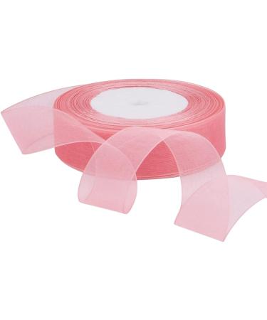 Hapeper 1 Inch Sheer Organza Chiffon Ribbon - 50 Yards/Roll - Pink - Buy Online on GoSupps.com