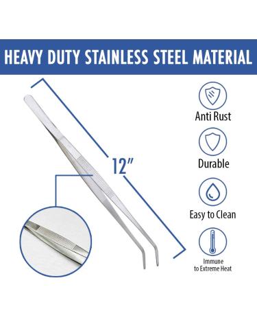 12 Inch Tweezers Stainless Steel Curved Serrated Tip  Multipurpose Handle Cooking Tweezer Tongs  Reptile Feeding Precision Aquascaping  Repairing Garden Craft Tool Curved Tip - 12 - Buy Online on GoSupps.com