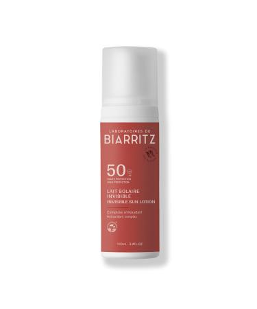 Laboratoires de Biarritz - Lait Solaire Invisible SPF50 - Texture Fluide Invisible - Visage & Corps - Effet Frais d s Application - Parfum 100% d Origine Naturelle - 100 ml - Fabriqu en France