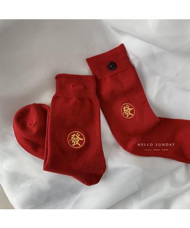 Chinese New Year Men's Cotton Zodiac Socks - Red Good Luck Socks for Spring Festival (Size 39-44) - Buy Online on GoSupps.com