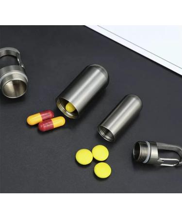 Stainless Steel Pill Holder Keychain with Carabiner Clip | Large Pill Fob for Travel & Daily Use - Buy Online on GoSupps.com