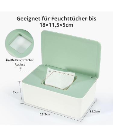 Cheerhom Baby Wet Wipes Box - Green Storage Box for Damp Toilet Paper & Cloths | 18 x 12.2 x 7cm | Ideal for Home Office & Outdoor Use - Buy Online on GoSupps.com