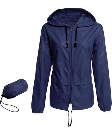 Ronony Womens Lightweight Hooded Rain Jacket - Windbreaker & Functional Softshell Outdoor Coat - Marine Blue - Buy Online on GoSupps.com