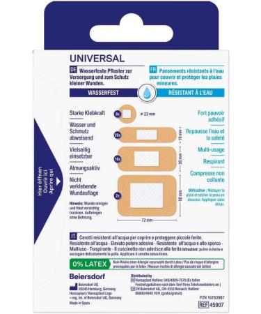 Hansaplast Universal Pflasters (40 Strips) - Water & Dirt-Repellent Wound Plaster Set with Strong Adhesive & Bacteria Shield | International Shipping Available - Buy Online on GoSupps.com