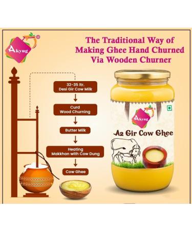 Akyug A2 Gir Cow Ghee - Authentic Desi A2 Ghee | Traditional Bilona Method | 200 ml - Buy Internationally - Buy Online on GoSupps.com