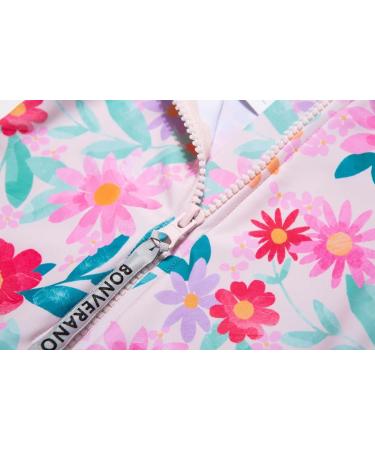 BONVERANO Baby Girls Swimsuit | Toddler Long-Sleeve Zipper Bathing Suit with UPF 50+ Sun Protection | 2-3 Years Flower Print - Buy Online on GoSupps.com