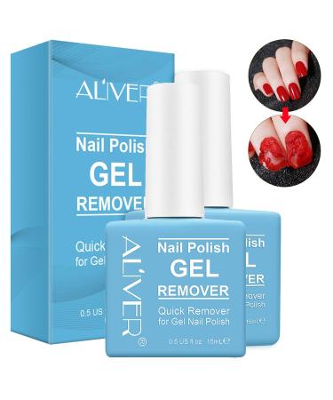 Gel Nail Polish Remover, (2pcs)Magic Gel Polish Remover, Professional Gel Remover for Nails Soak-Off Gel Nail Polish in 3-5 Minutes, Quickly & Easily, Don't Hurt Your Nails 15ml transparent without scraper