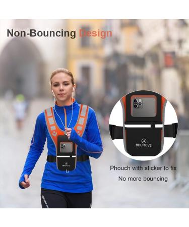Reflective Vest with Phone Holder | BUMOVE Adjustable Safety Gear for Night Activities | Orange - Buy Online on GoSupps.com
