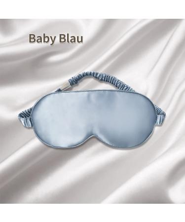 Yunchi 100% Silk Sleeping Mask for Women & Men | Bio Satin Eye Mask - 19 Momme Pure Mulberry Fabric | Comfortable Sleep Blindfold - Baby Blue - Buy Online on GoSupps.com