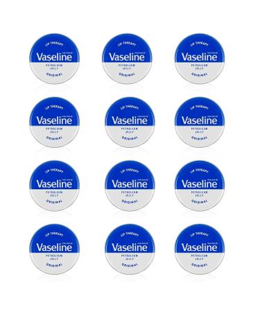 Vaseline Lip Therapy Lip Balm Tin Original | Lip Moisturizer for Very Dry Lips | 20g (PACK OF 12)